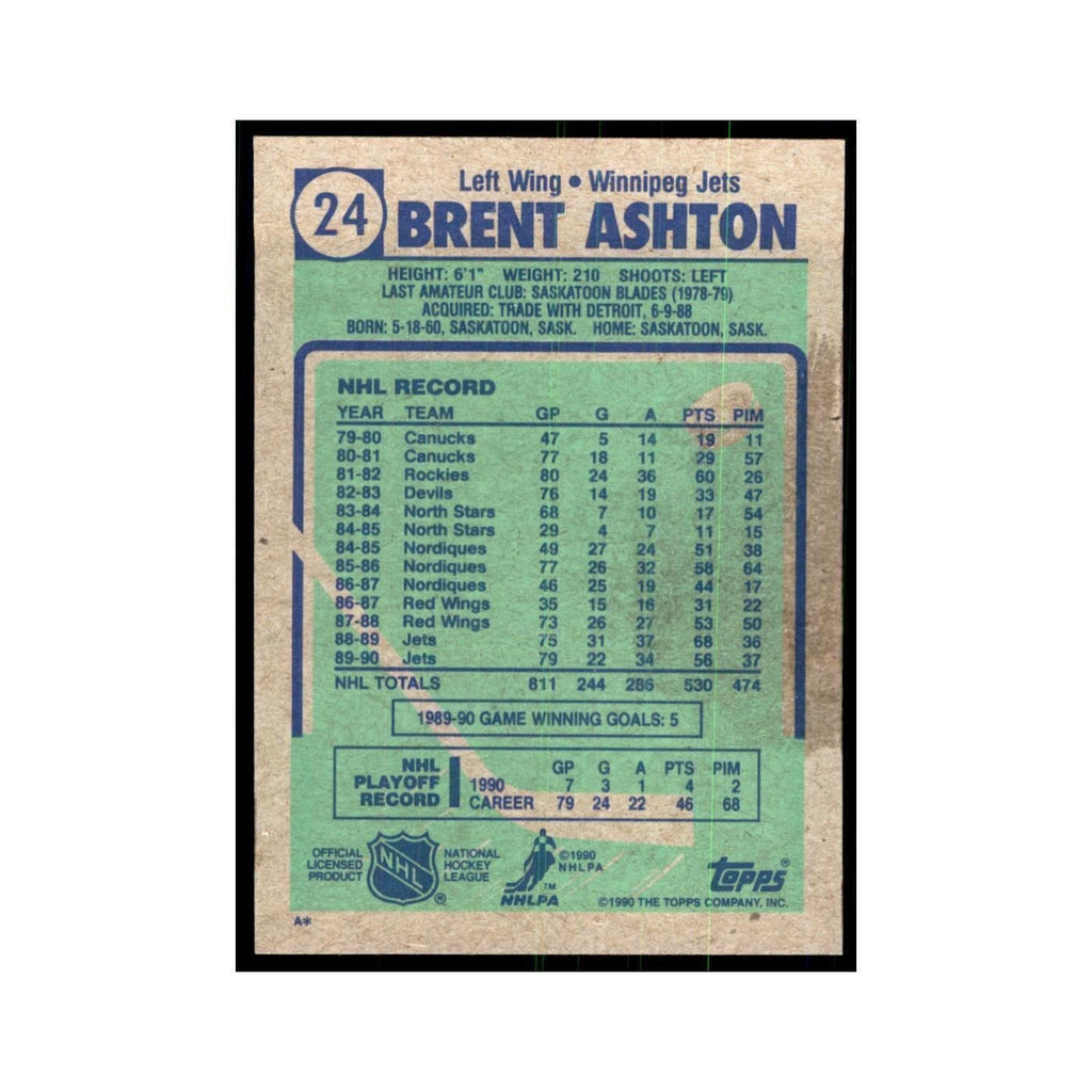 1990 Topps Brent Ashton Hockey Cards #24