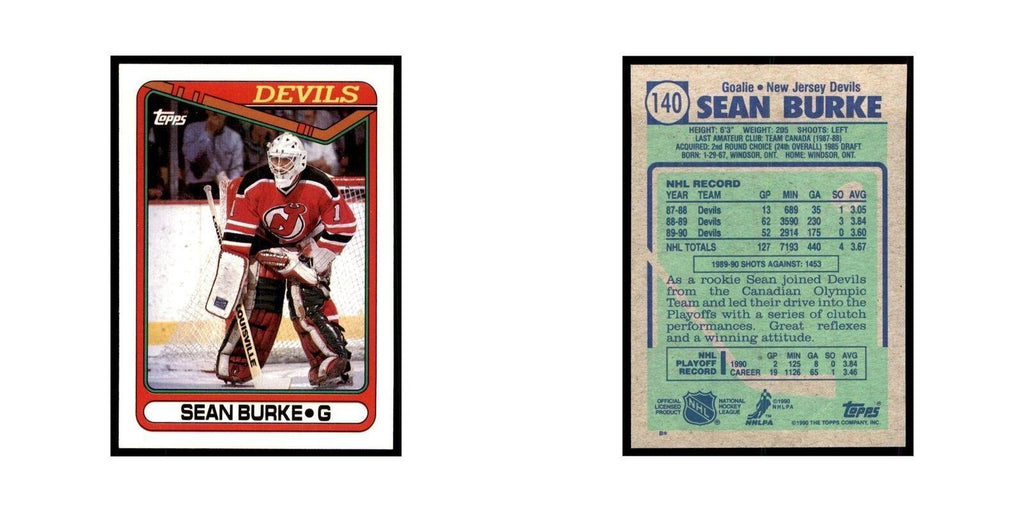 1990 Topps Sean Burke Hockey Cards #140