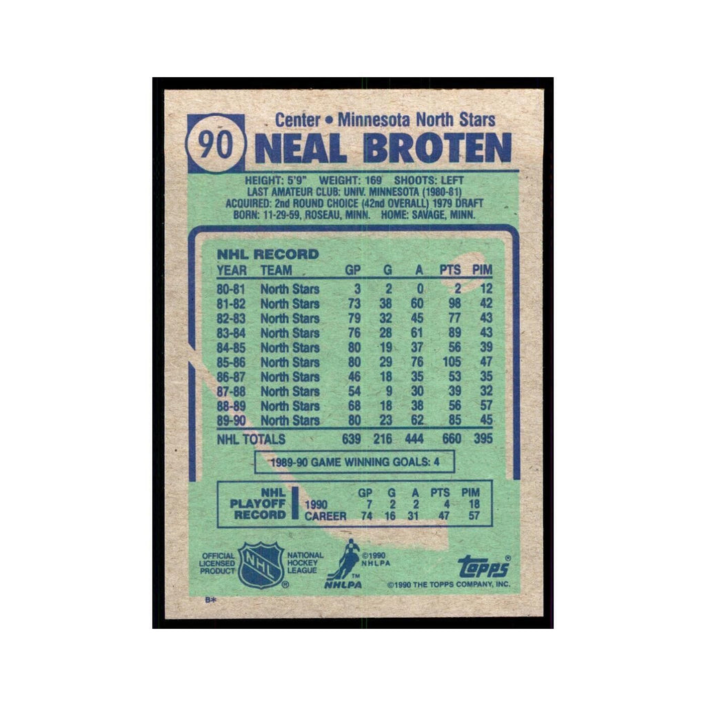 1990 Topps Neal Broten Hockey Cards #90