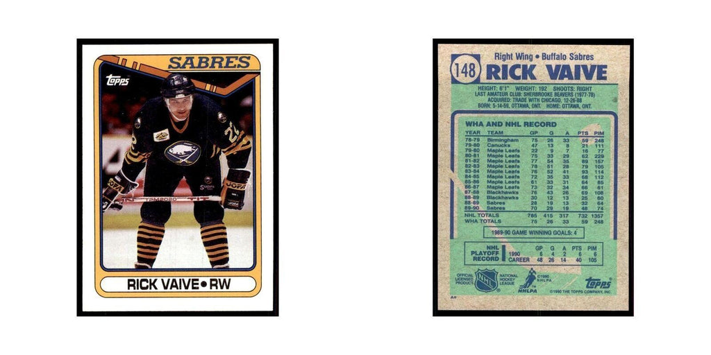 1990 Topps Rick Vaive Hockey Cards #148