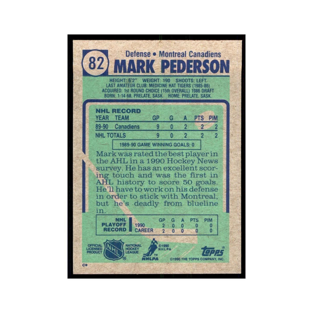 1990 Topps Mark Pederson Hockey Cards #82