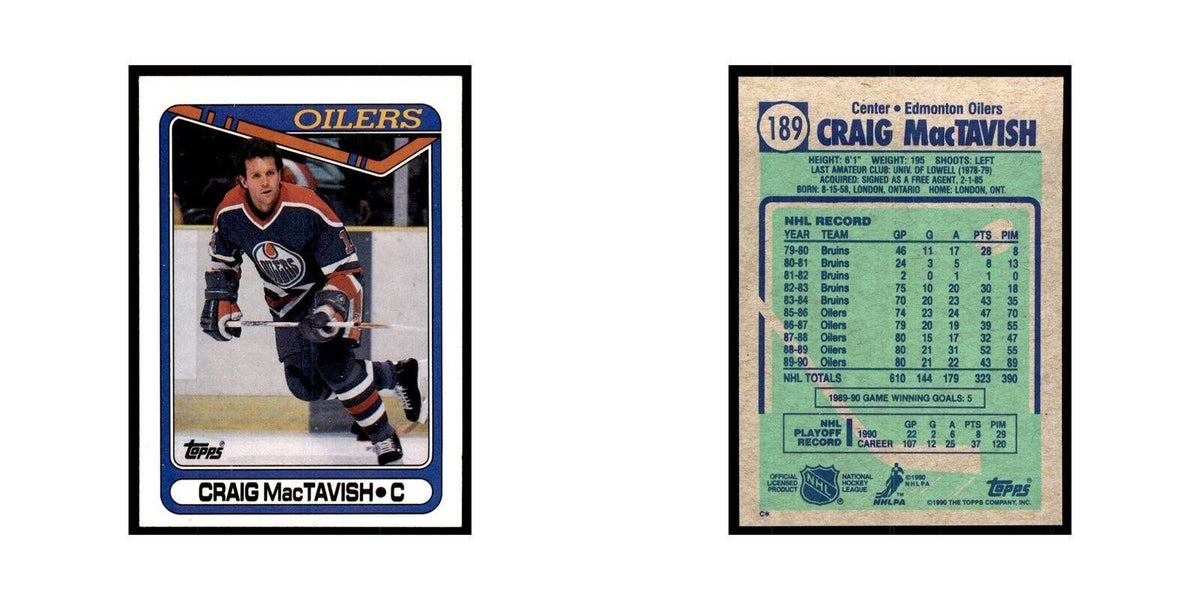 1990 Topps Craig MacTavish Hockey Cards #189