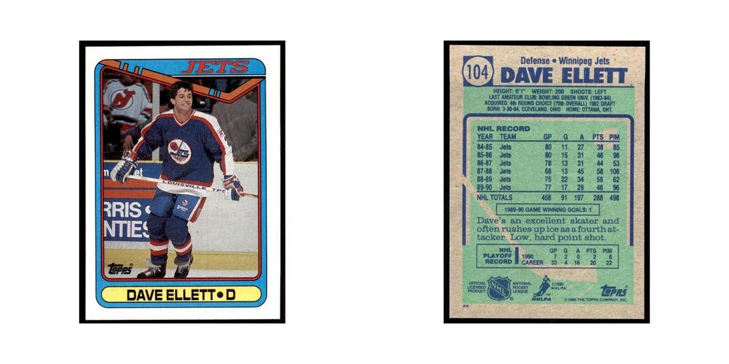 1990 Topps Dave Ellett Hockey Cards #104