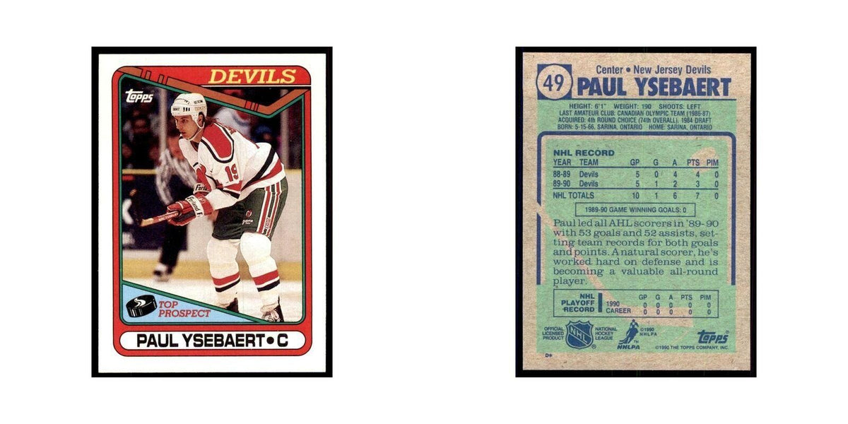 1990 Topps Paul Ysebaert Hockey Cards #49
