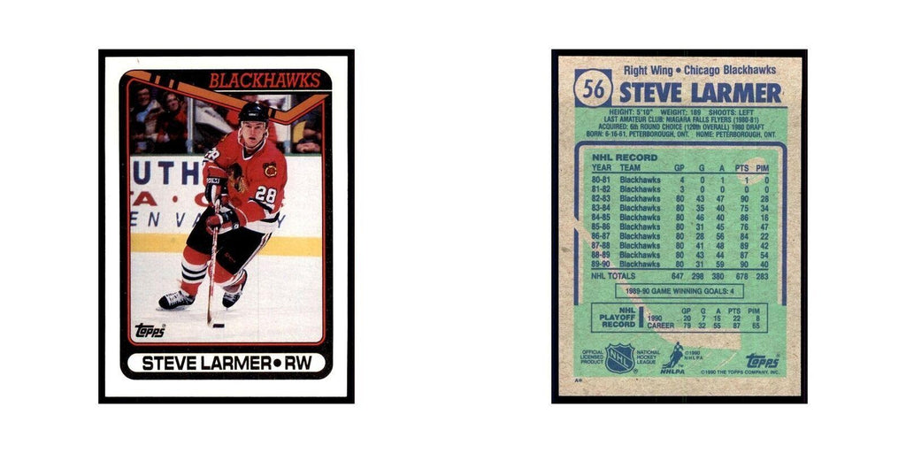 1990 Topps Steve Larmer Hockey Cards #56