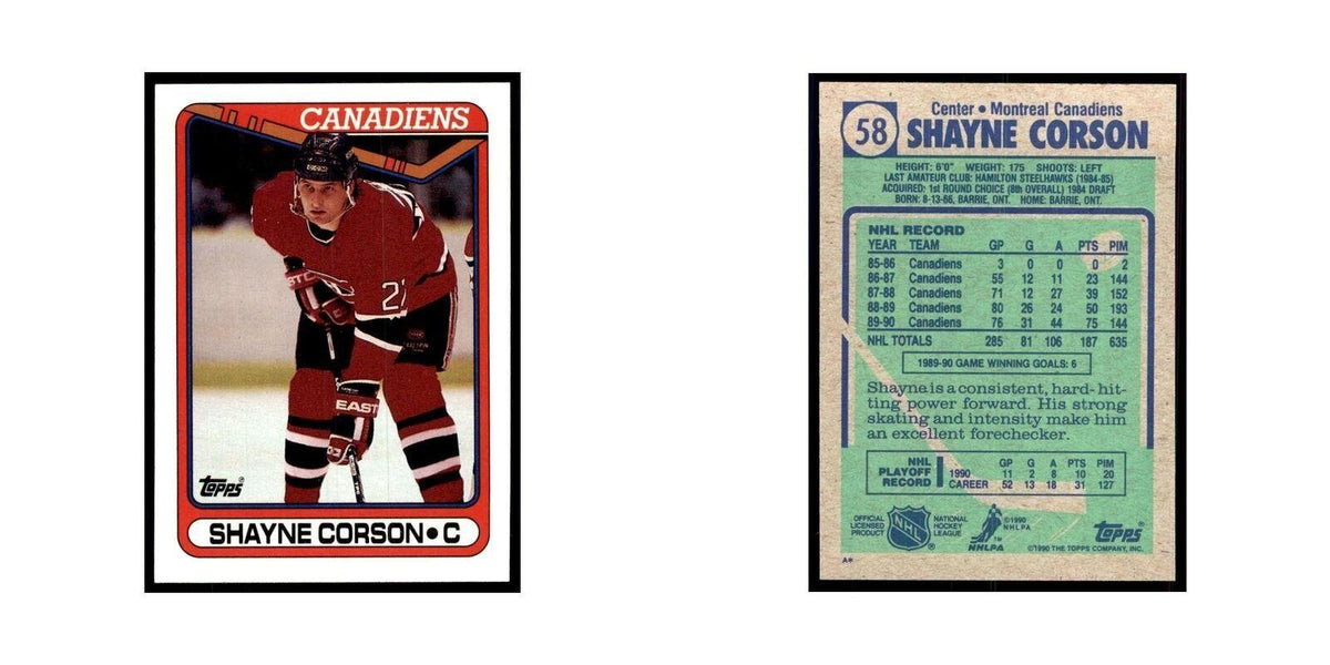 1990 Topps Shayne Corson Hockey Cards #58