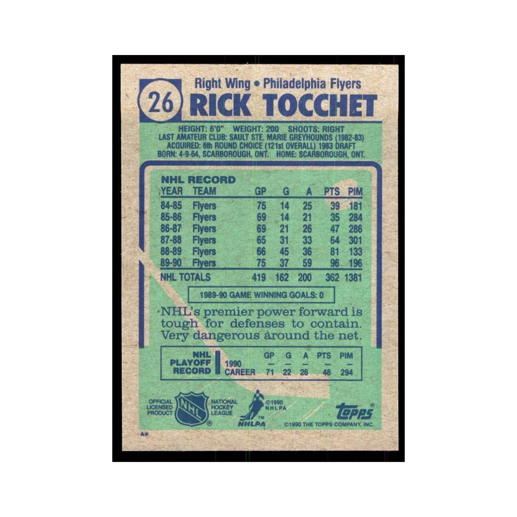 1990 Topps Rick Tocchet Hockey Cards #26