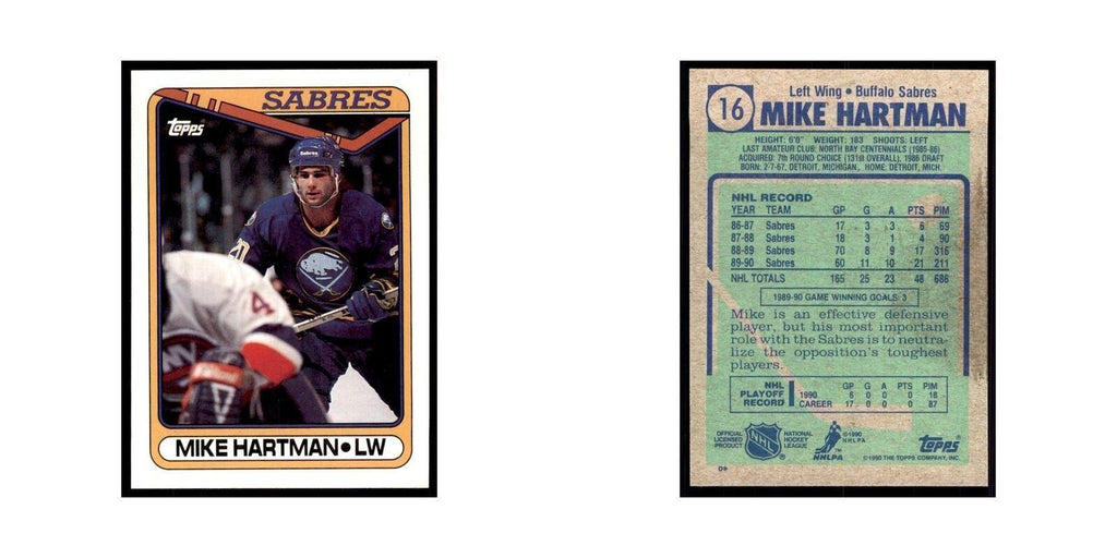 1990 Topps Mike Hartman Hockey Cards #16