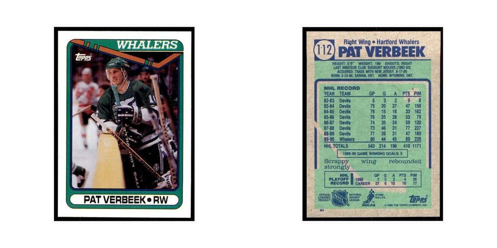1990 Topps Pat Verbeek Hockey Cards #112