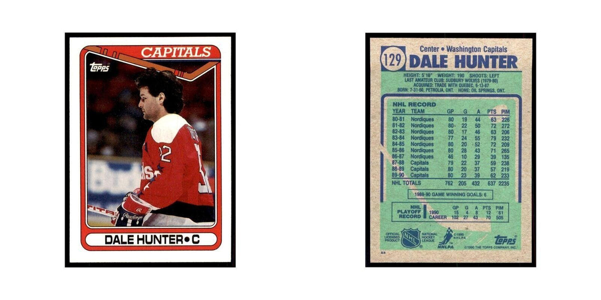 1990 Topps Dale Hunter Hockey Cards #129
