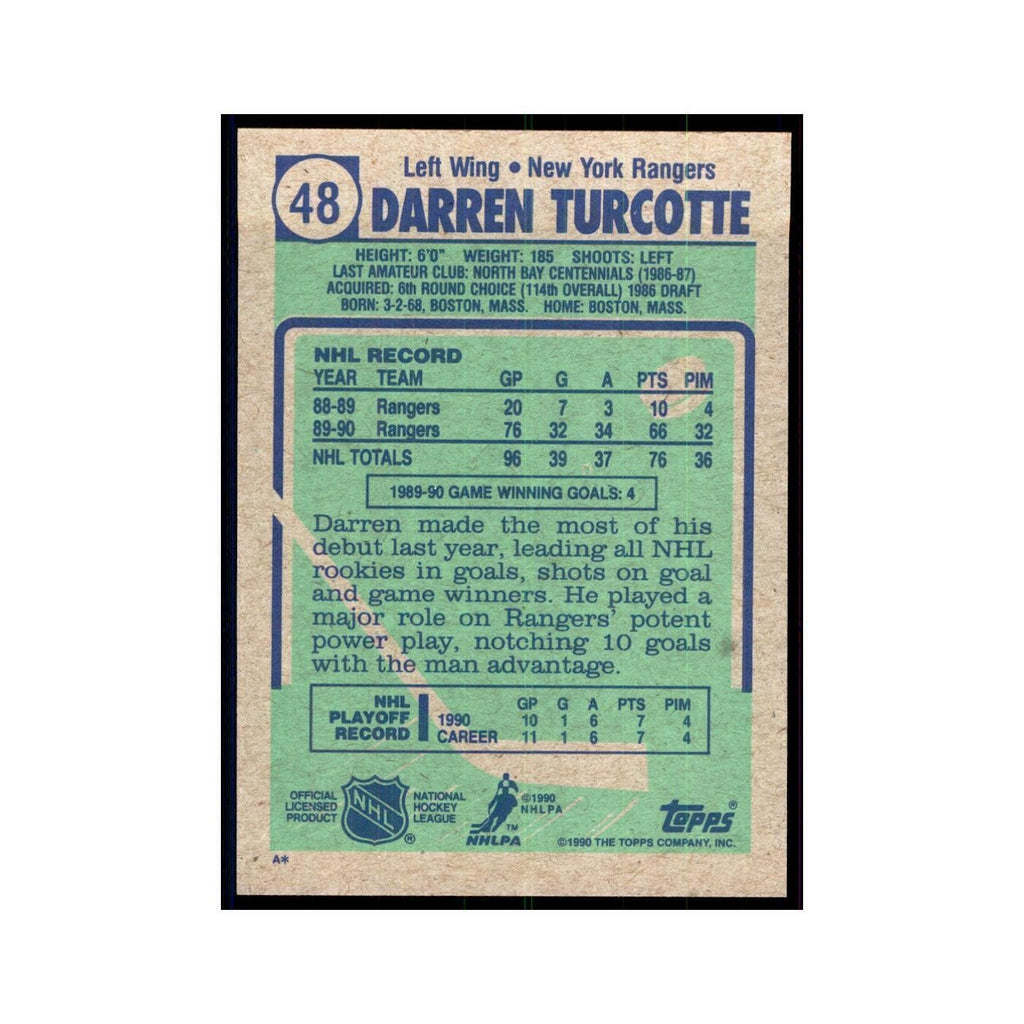 1990 Topps Darren Turcotte Hockey Cards #48