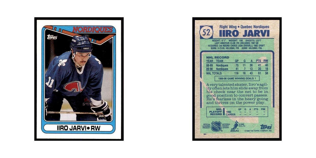1990 Topps Iiro Jarvi Hockey Cards #52