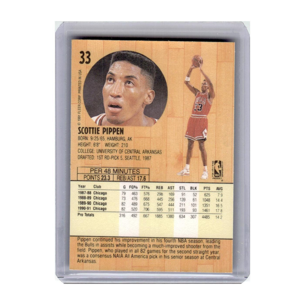 1991 Fleer Scottie Pippen Bulls #33