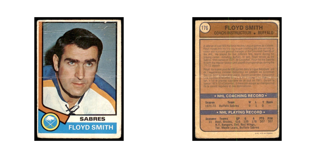 1974 O-Pee-Chee Floyd Smith (Damaged) Buffalo Sabres #176