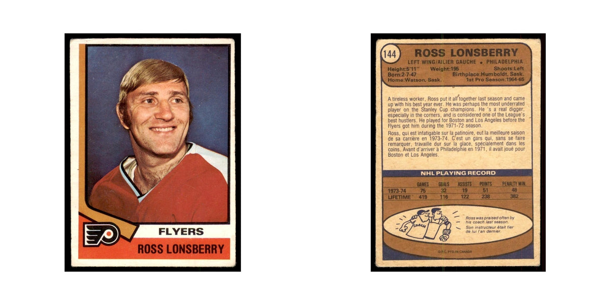 1974 O-Pee-Chee Ross Lonsberry (Damaged) Philadelphia Flyers #144