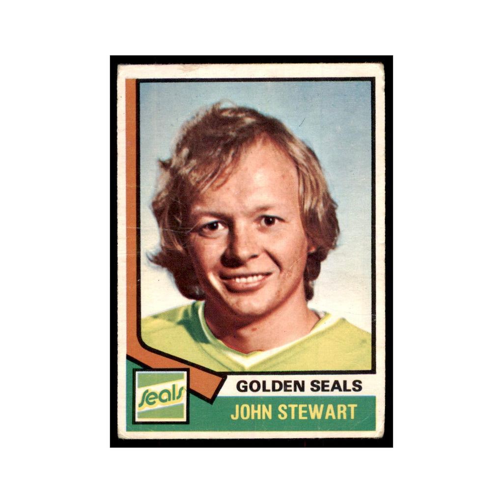 1974 O-Pee-Chee John Stewart RC (Damaged) California Golden Seals #175