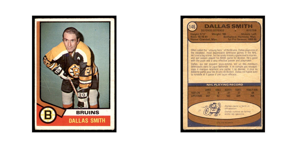 1974 O-Pee-Chee Dallas Smith (Damaged) Boston Bruins #146