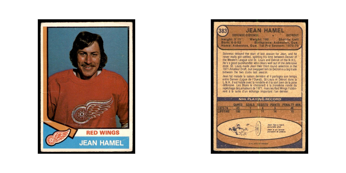 1974 O-Pee-Chee Jean Hamel RC (Damaged) Detroit Red Wings #383
