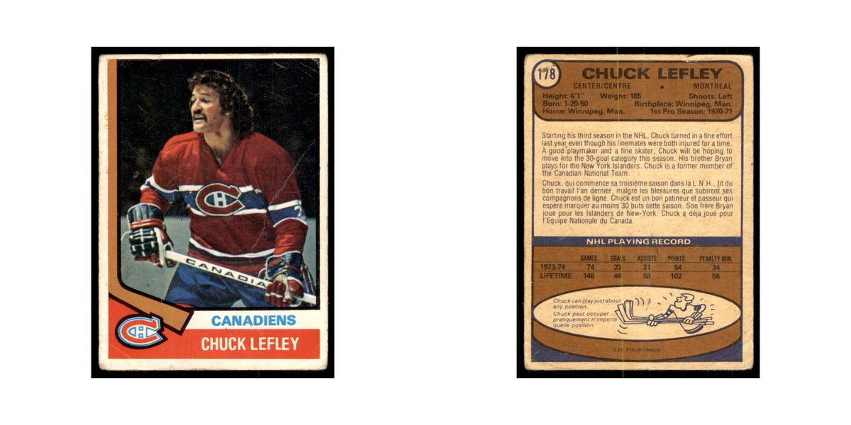 1974 O-Pee-Chee Chuck Lefley (Damaged) Montreal Canadiens #178