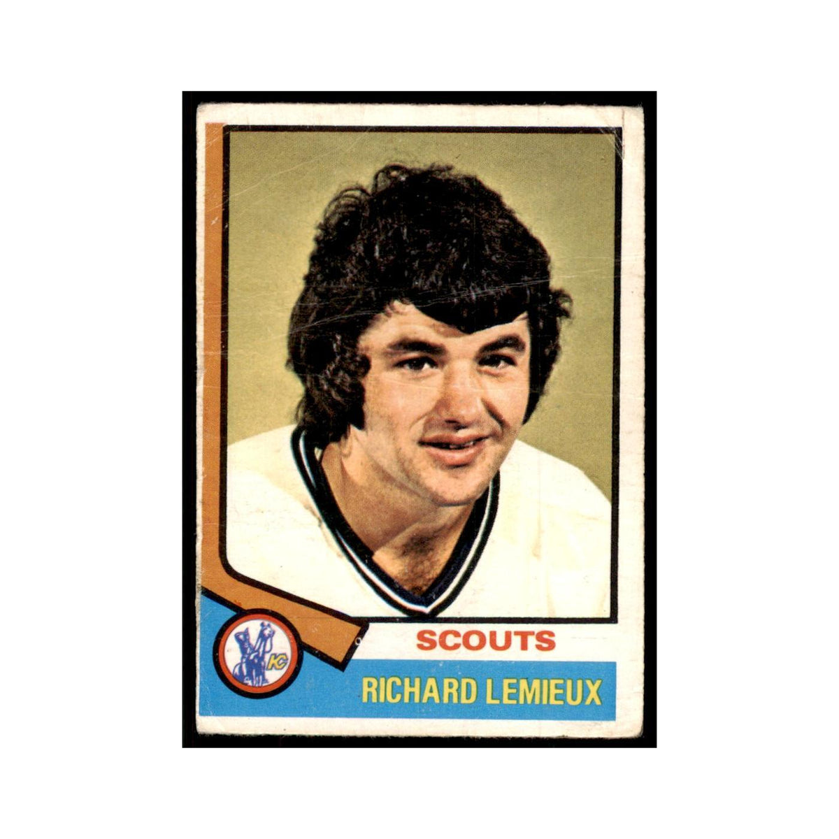 1974 O-Pee-Chee Richard Lemieux (Damaged) Kansas City Scouts #114