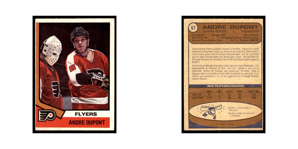 1974 O-Pee-Chee Andre Dupont (Damaged) Philadelphia Flyers #67