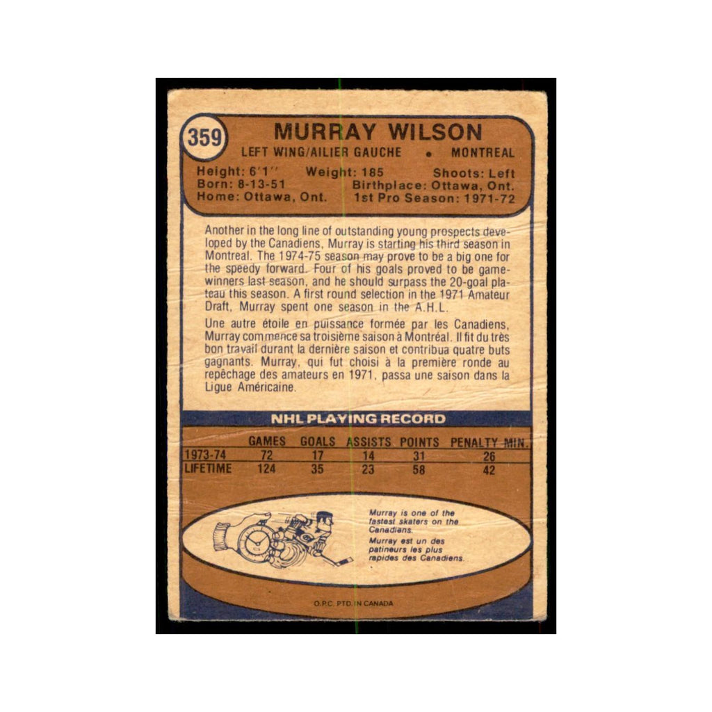 1974 O-Pee-Chee Murray Wilson (Damaged) Montreal Canadiens #359