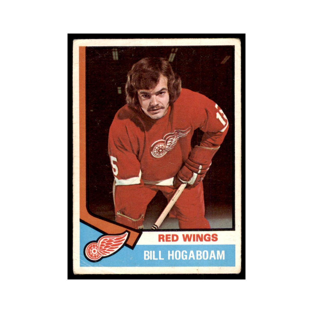 1974 O-Pee-Chee Bill Hogaboam RC (Damaged) Detroit Red Wings #116