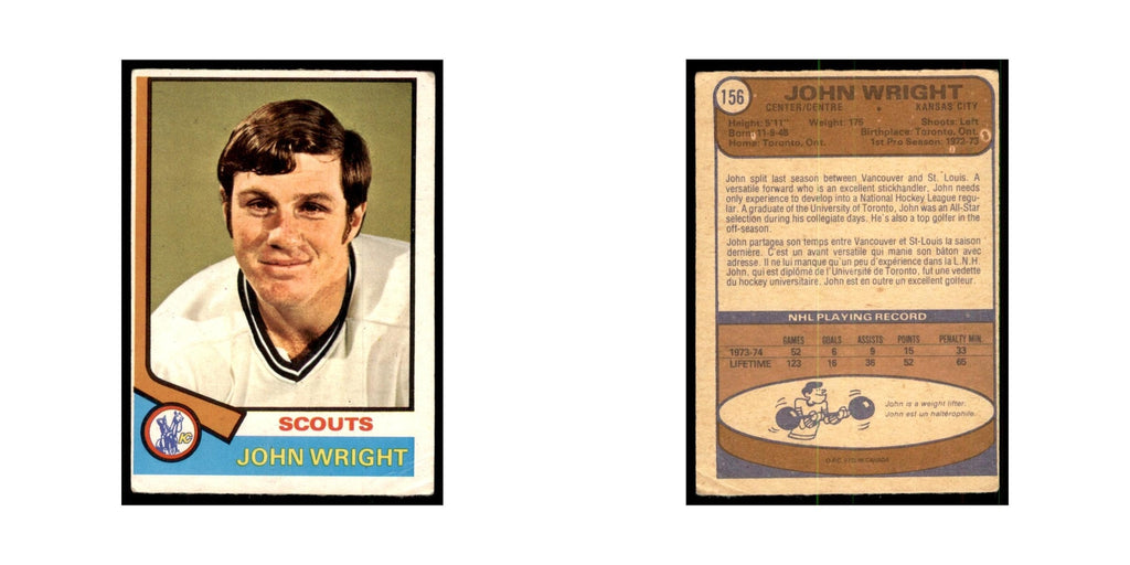 1974 O-Pee-Chee John Wright RC (Damaged) Kansas City Scouts #156