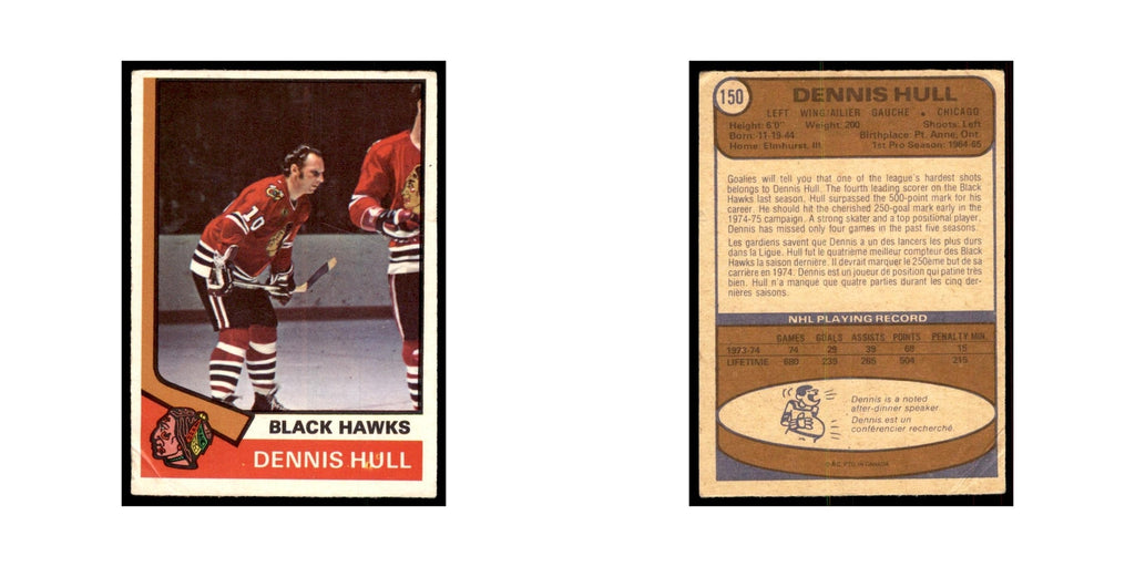 1974 O-Pee-Chee Dennis Hull (Damaged) Chicago Blackhawks #150
