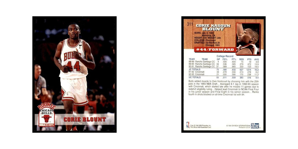 1993 NBA Hoops Corie Blount RC Basketball Cards #311