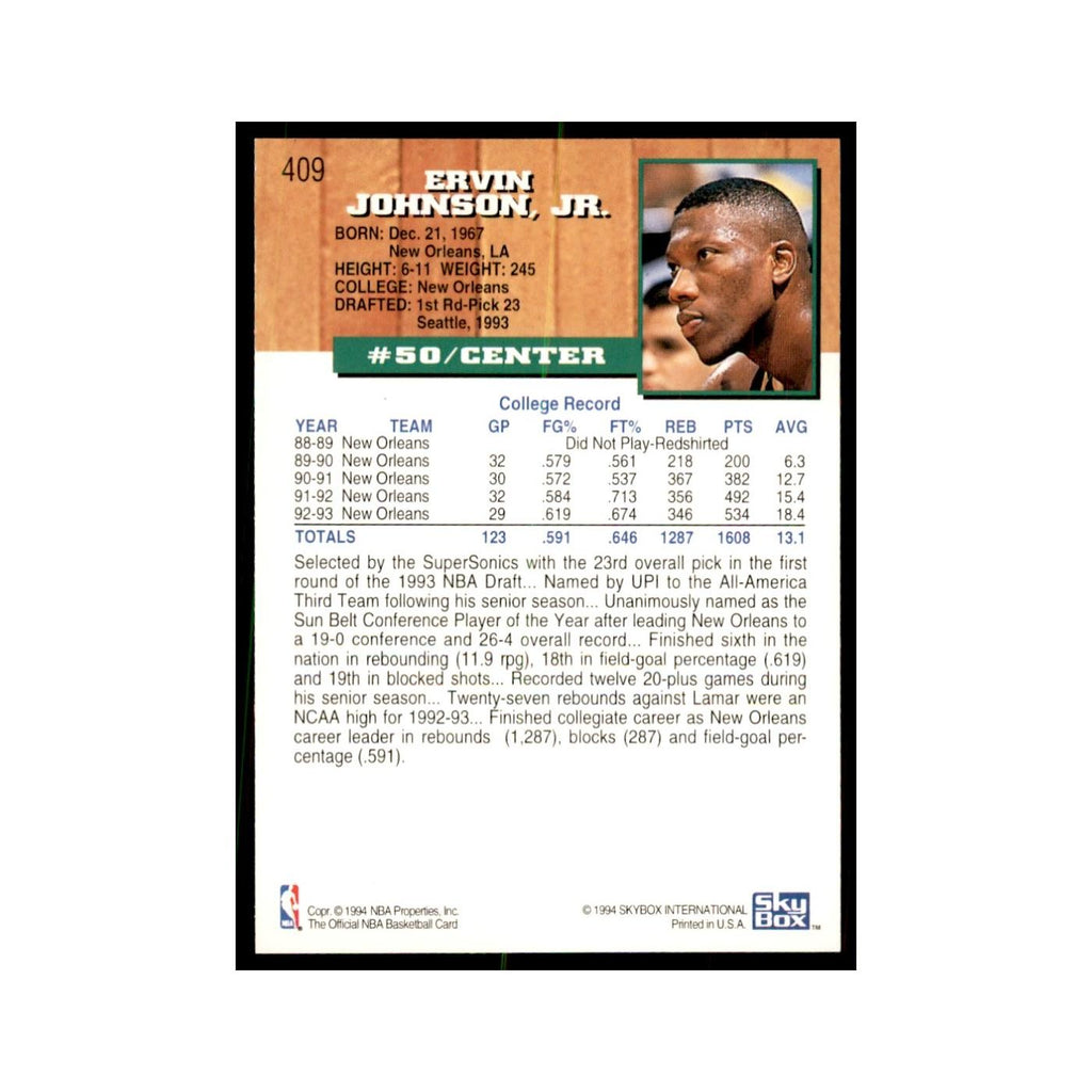 1993 NBA Hoops Ervin Johnson RC Basketball Cards #409