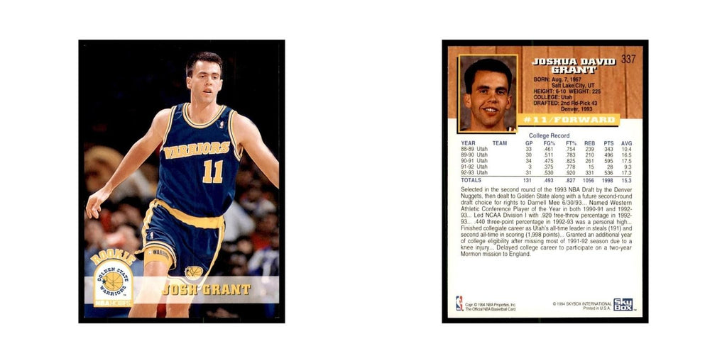 1993 NBA Hoops Josh Grant RC Basketball Cards #337