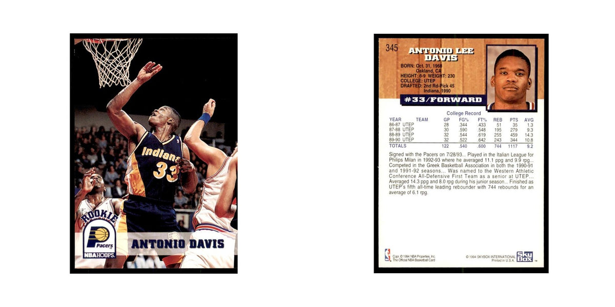 1993 NBA Hoops Antonio Davis RC Basketball Cards #345