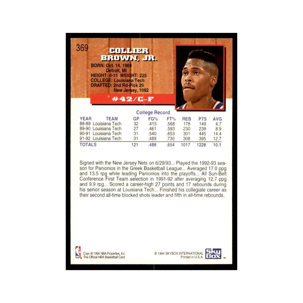 1993 NBA Hoops P.J. Brown RC Basketball Cards #369