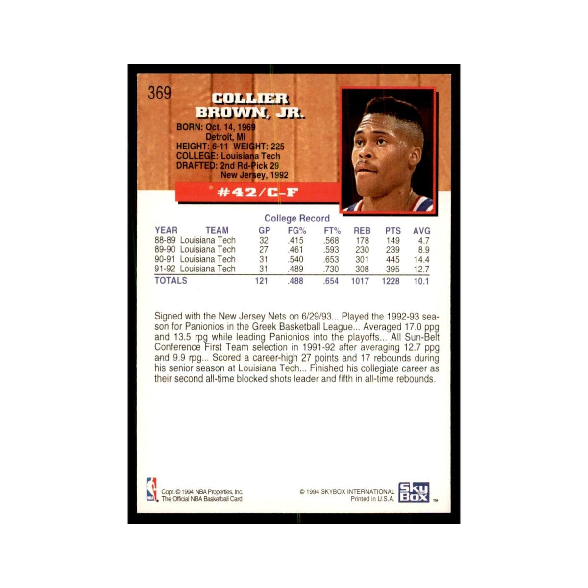 1993 NBA Hoops P.J. Brown RC Basketball Cards #369