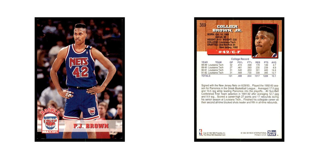 1993 NBA Hoops P.J. Brown RC Basketball Cards #369