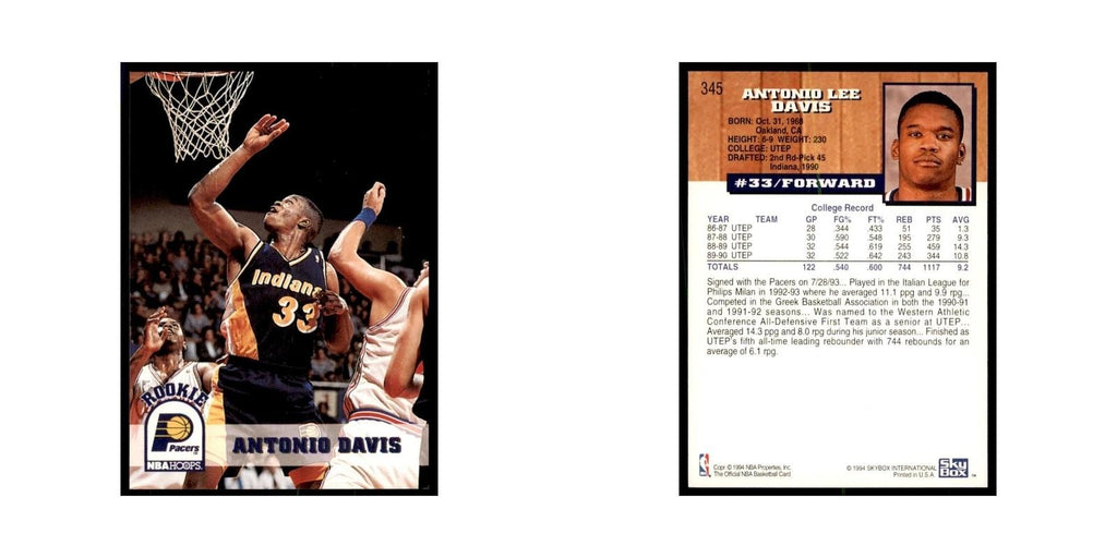 1993 NBA Hoops Antonio Davis RC Basketball Cards #345