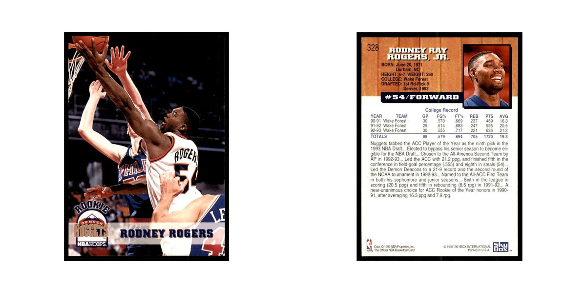 1993 NBA Hoops Rodney Rogers RC Basketball Cards #328