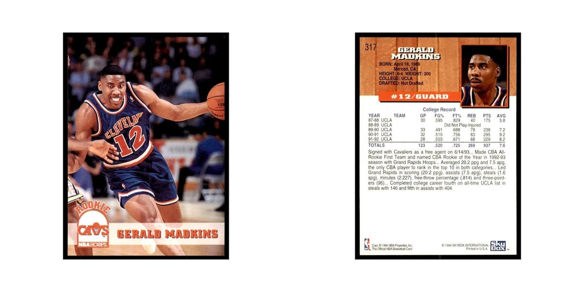 1993 NBA Hoops Gerald Madkins RC Basketball Cards #317