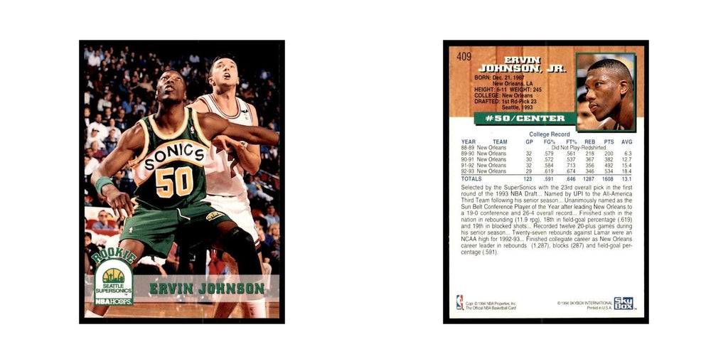 1993 NBA Hoops Ervin Johnson RC Basketball Cards #409