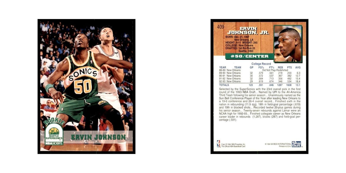 1993 NBA Hoops Ervin Johnson RC Basketball Cards #409
