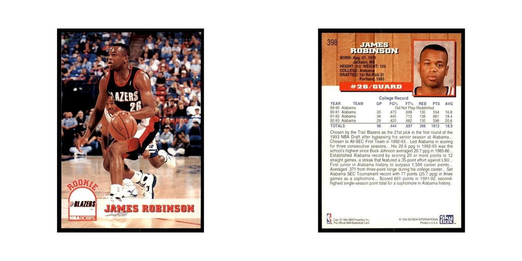 1993 NBA Hoops James Robinson RC Basketball Cards #398