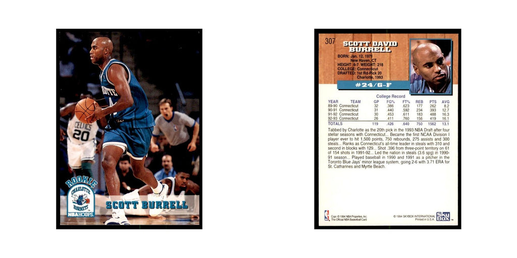 1993 NBA Hoops Scott Burrell RC Basketball Cards #307