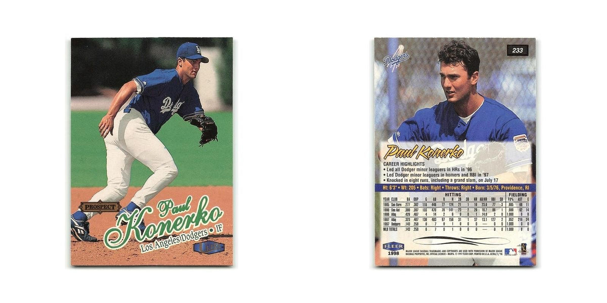 Paul Konerko Rookie 1998 Fleer Ultra #233 Los Angeles Dodgers Baseball Card NM