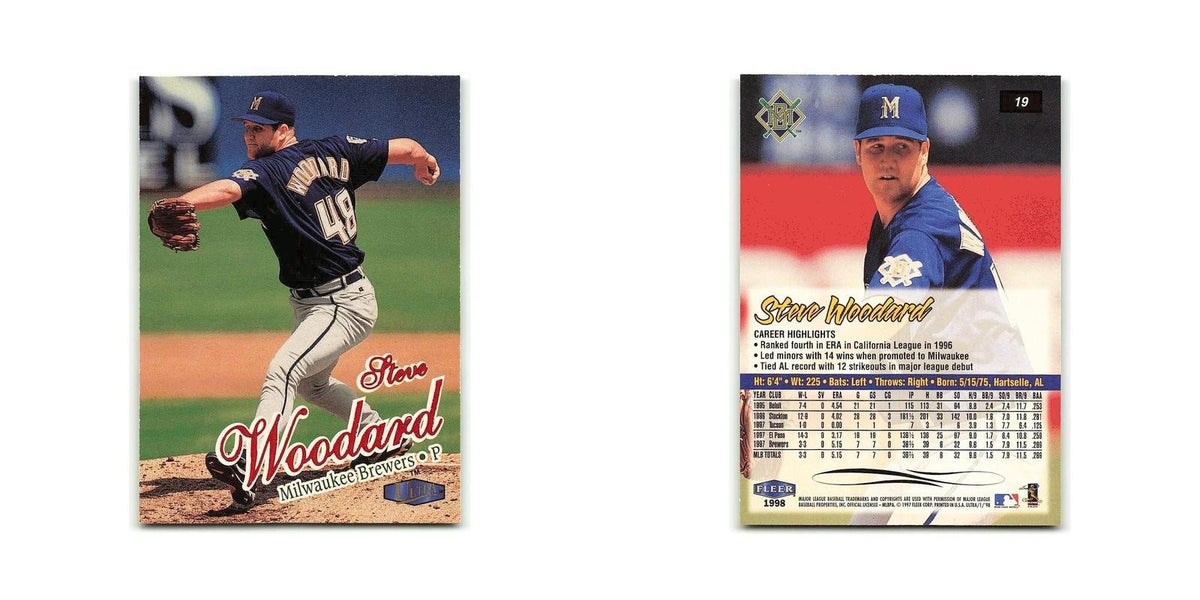 Steve Woodard 1998 Fleer Ultra #19 Milwaukee Brewers Baseball Card NM