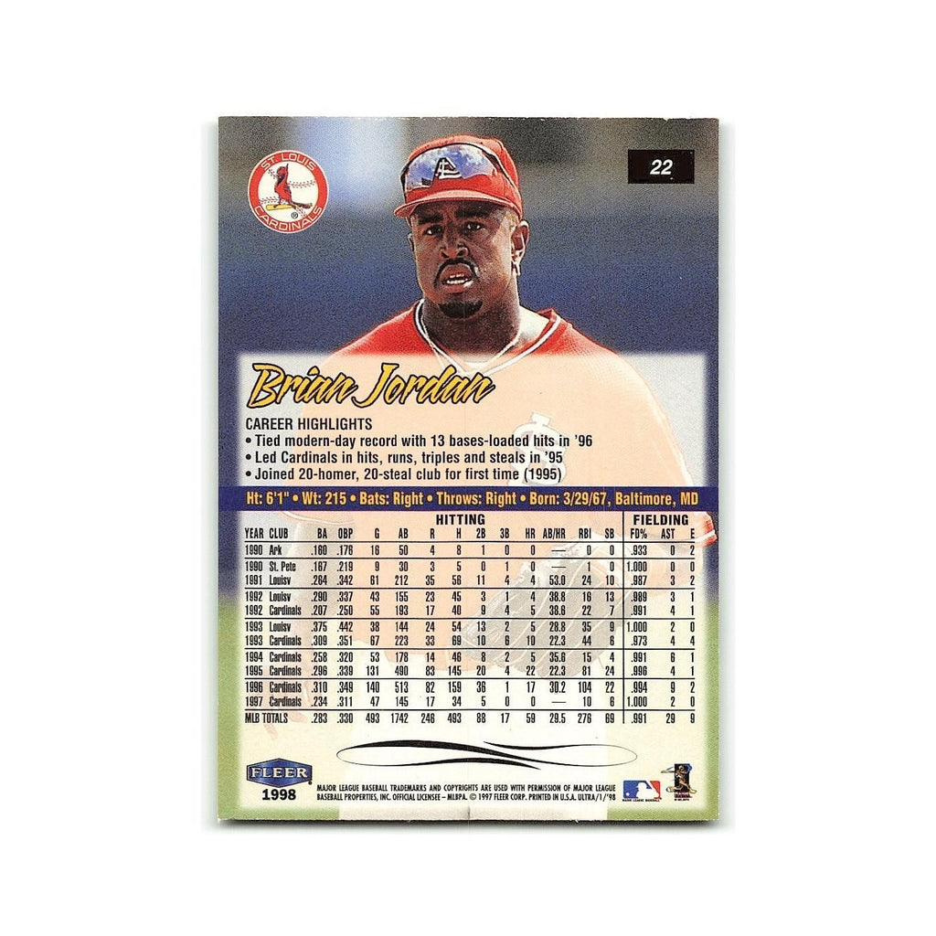 Brian Jordan 1998 Fleer Ultra #22 St. Louis Cardinals Baseball Card NM
