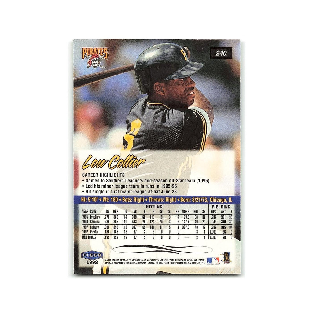 Lou Collier Rookie 1998 Fleer Ultra #240 Pittsburgh Pirates Baseball Card NM