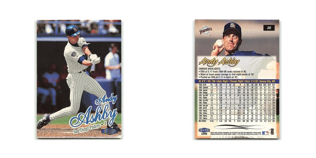 Andy Ashby 1998 Fleer Ultra #20 San Diego Padres Baseball Card NM
