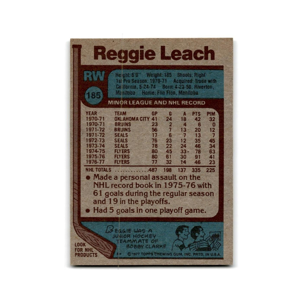 1977 Topps Reggie Leach Philadelphia Flyers #185