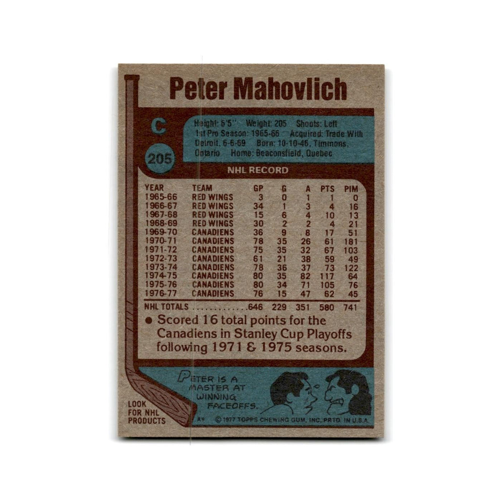 1977 Topps Pete Mahovlich Montreal Canadiens #205